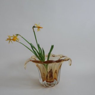 Vintage Amber glass Flower Vase/ビンテージ アンバー ガラス フラワーベース /花器/花瓶(A802)