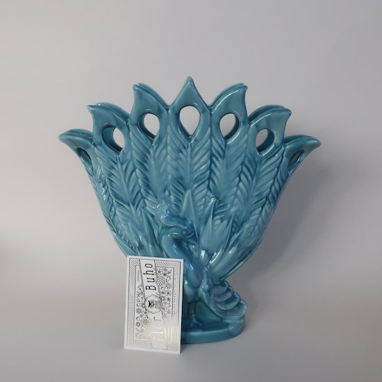 Vintage MCM Royal haeger pottery Ceramic Flower Vase/ビンテージ 陶器 孔雀モチーフ  フラワーベース /花器/花瓶(A803)