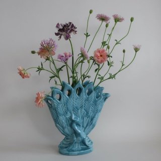 Vintage MCM Royal haeger pottery Ceramic Flower Vase/ビンテージ 陶器 孔雀モチーフ フラワーベース /花器/花瓶(A803)