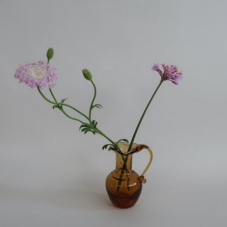 Vintage mini amber glass flower vase/ビンテージ アンバー ガラス ミニ フラワーベース /花器/一輪挿し(A808)