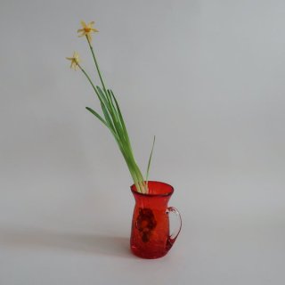 Vintage mini red glass flower vase/ビンテージ レッド ガラス ミニ フラワーベース /花器/一輪挿し(A809)