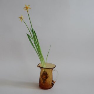 Vintage mini amber glass flower vase/ビンテージ アンバー ガラス ミニ フラワーベース /花器/一輪挿し(A812)