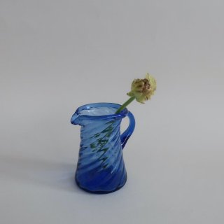 Vintage mini blue glass flower vase/ビンテージ ブルー ガラス ミニ フラワーベース /花器/一輪挿し(A814)