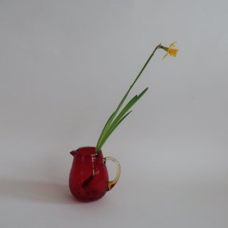 Vintage mini red glass flower vase/ӥơ å 饹 ߥ ե١ /ִ/ޤ(A815)