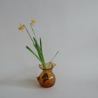Vintage mini amber glass flower vase/ビンテージ アンバー ガラス ミニ フラワーベース /花器/一輪挿し(A816)