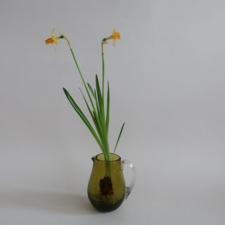 Vintage mini green glass flower vase/ビンテージ グリーン ガラス ミニ フラワーベース /花器/一輪挿し(A818)