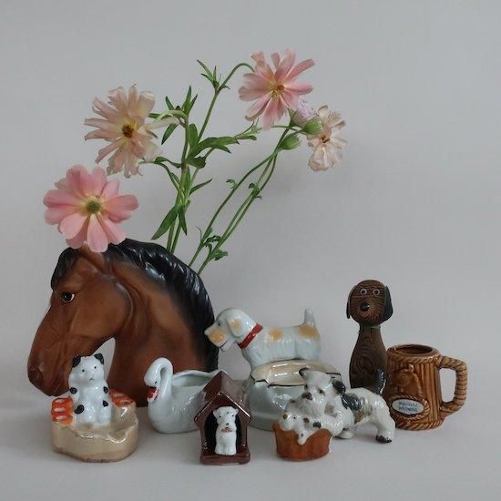 多色陶器花瓶 馬と武士のデザイン 花瓶 陶器 インテリア置物 デザイン 小さい 3つセット わかさま