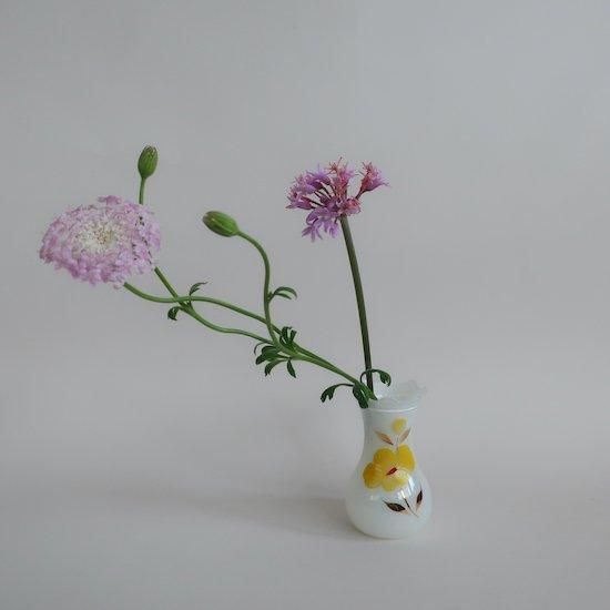 Vintag hand painted yellow flower mini vase/ビンテージ 花柄