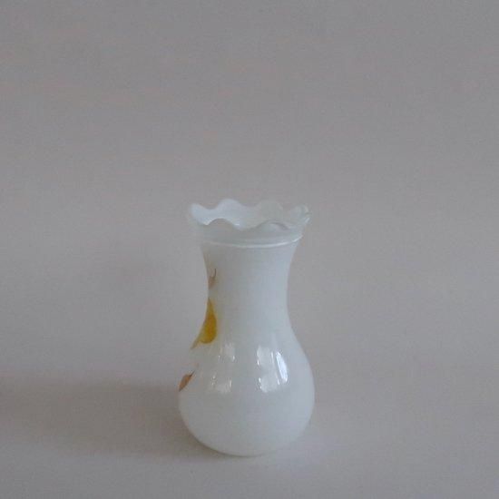 Vintag hand painted yellow flower mini vase/ビンテージ 花柄