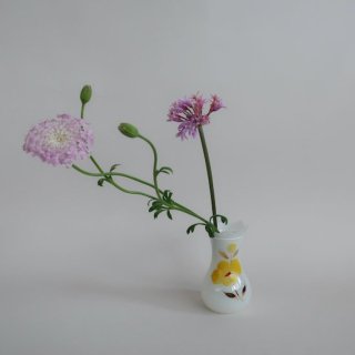 Vintag hand painted yellow flower mini vase/ӥơ ڥ 饹 ߥ ե١ /ִ/ޤ(A836)