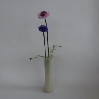 Vintage Perl White Glass flower vase/ӥơ ѡۥ磻 饹 ե١ /ִ/(A841)