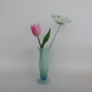 Vintage Frosted Crackled Glass flower vase/ӥơ ե å 饹 ե١ /ִ/(A847)
