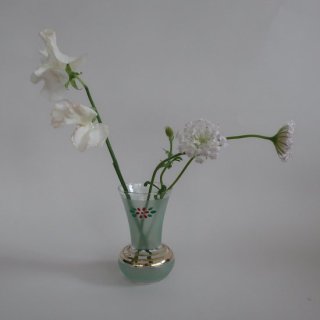 Vintage mini hand painted glass flower vase/ӥơϥɥڥ 饹 ߥ ե١ /ִ/ޤ(A851)