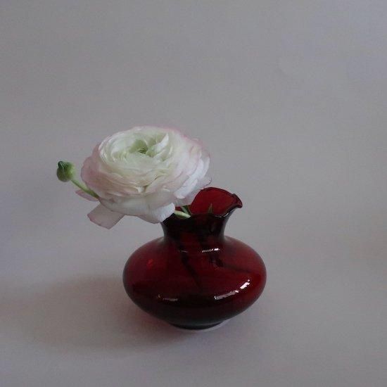 Vintage mini red glass flower vase/ビンテージ レッド ガラス