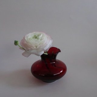 Vintage mini red glass flower vase/ӥơ å 饹 ߥ ե١ /ִ/ޤ(A857)