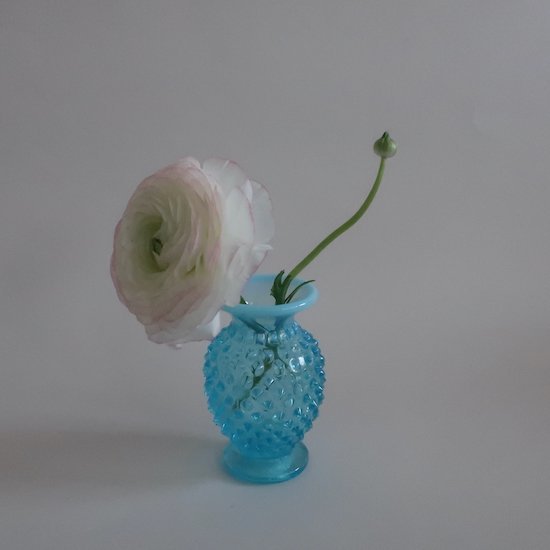 Vintage Fenton Blue Opalescent Hobnail Mini Vase/ビンテージ フェントン社製 ミニフラワーベース/花器/ 花瓶(A861)