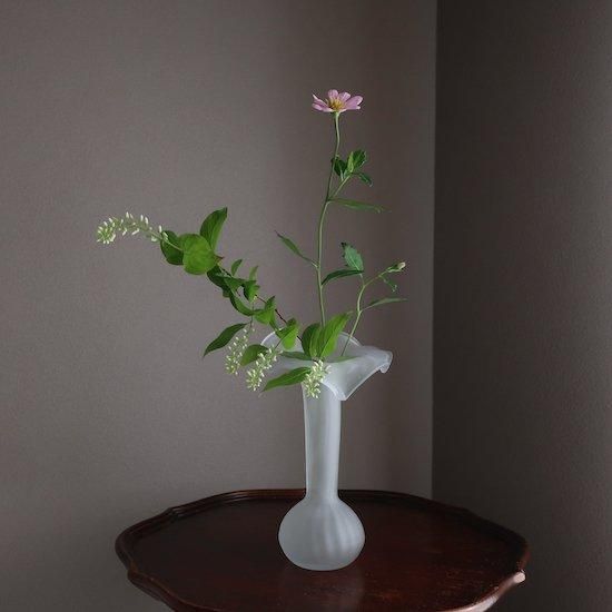 Vintage White Stripe Frost Flower Vase/ビンテージ ホワイト Vintage White Stripe Frost Flower Vase/ビンテージ ホワイト