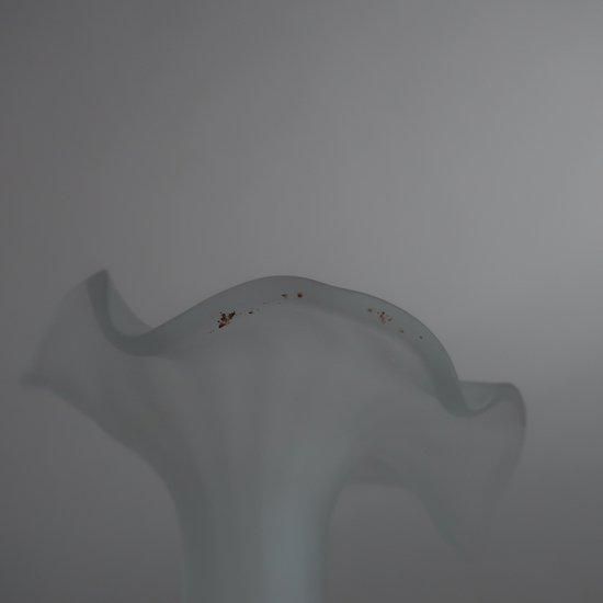Vintage White Stripe Frost Flower Vase/ビンテージ ホワイト