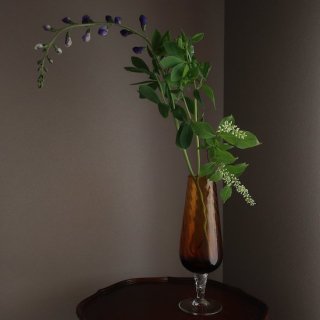Vintage Amber glass Flower Vase/ӥơ С 饹 ե١ /ִ/(A884)