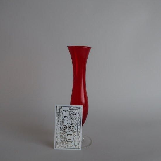 Vintage Red glass Flower Vase/ビンテージ レッド ガラス