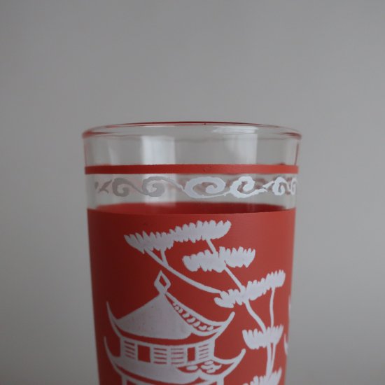 Vintage Hazel-Atlas Oriental Tumblr Glass/ビンテージ ヘーゼルアトラス オリエンタル柄 タンブラー  グラス(A894)