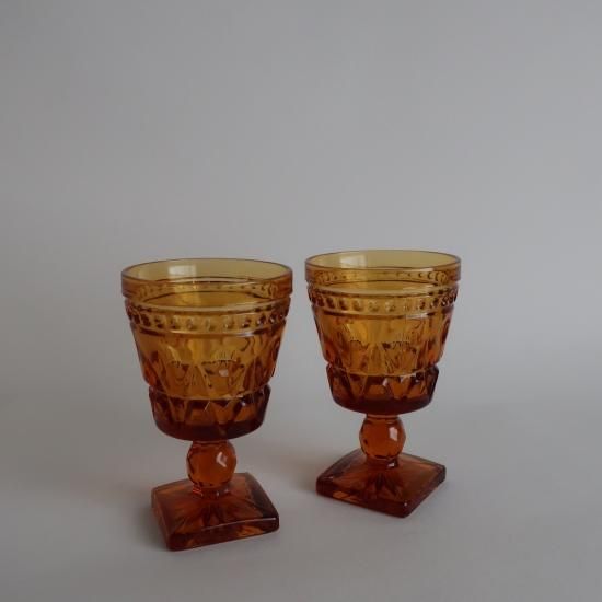 vintage Indiana Glass Colony Park Lane Amber Water Goblet