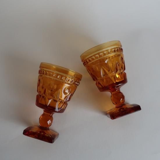 vintage Indiana Glass Colony Park Lane Amber Water Goblet