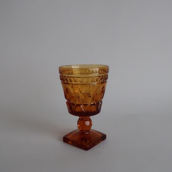 vintage Indiana Glass Colony Park Lane Amber Water Goblet