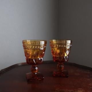 vintage Indiana Glass Colony Park Lane Amber Water Goblet/ӥơ  ǥʥ饹 ֥å 饹(A895)