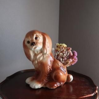 Vintage 50s ceramic dog flower vase/ӥơ  ե١  ִ(A919)