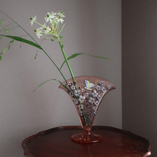 アメリカンヴィンテージ】ハンドペイントフラワーベース 花 蝶
