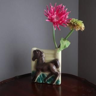 Vintage 1950s ceramic Horse flower vase/ӥơ ϥ ե١  ִ(A928)