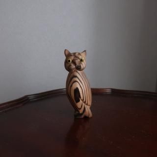 Vintage 1960s Wood Owl Figurine /ӥơ  ե ֥(A939)