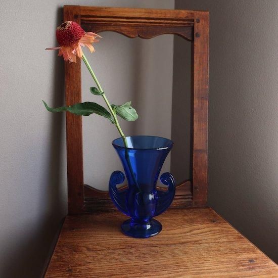 Antique 1920s Blue glass flower vase/アンティーク ブルー Antique 1920s Blue glass flower vase/アンティーク ブルー
