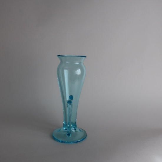 Vintage Aqua Blue glass flower vase/ビンテージ アクアブルー