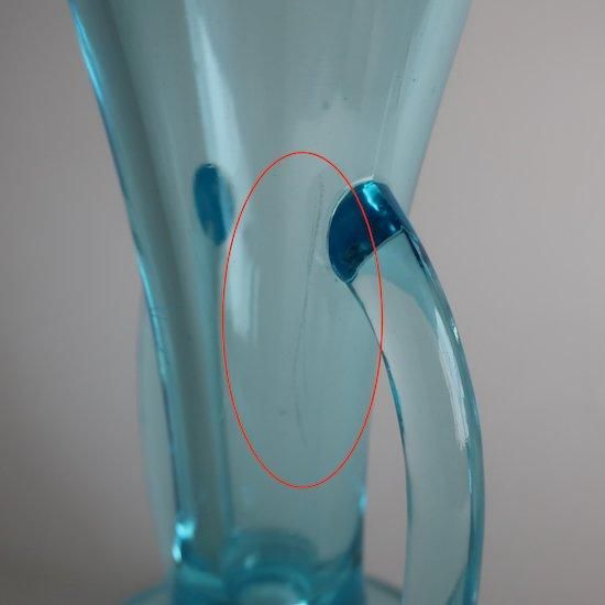 Vintage Aqua Blue glass flower vase/ビンテージ アクアブルー
