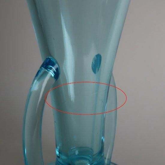 ジャパン ヴィンテージ ガラス ベース ブルー 青 気泡 花器 花瓶 ビンテージ ジャパン ヴィンテージ ガラス ベース ブルー 青 気泡 花器