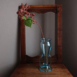 Vintage Aqua Blue glass flower vase/ӥơ ֥롼 饹 ե١ /ִ/ (A947)