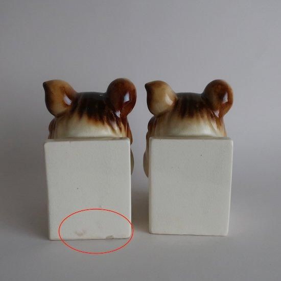 イタリア1950年代ビンテージ 手描きの瞳が美しいビーグル犬の陶器ブックエンド Vintage Ceramic Dog Bookends SET/ビンテージ 陶器 犬モチーフ