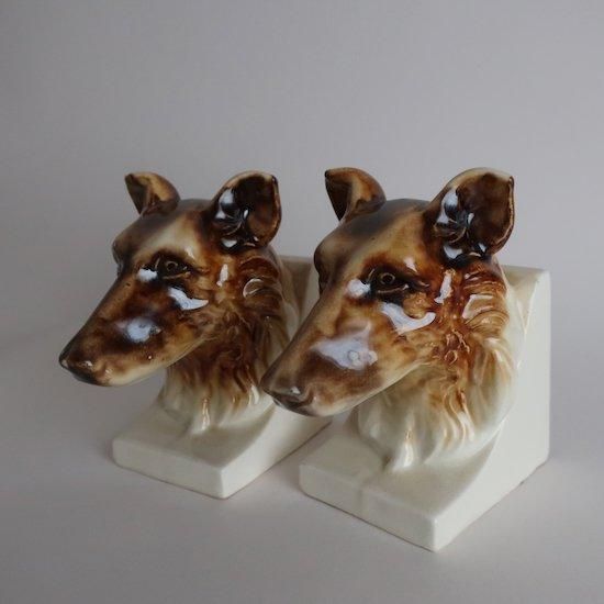 Vintage Ceramic Dog Bookends SET/ビンテージ 陶器 犬モチーフ