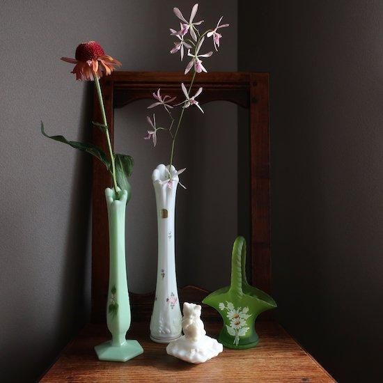Vintage Westmoreland Glass Flower Painted Bud vase
