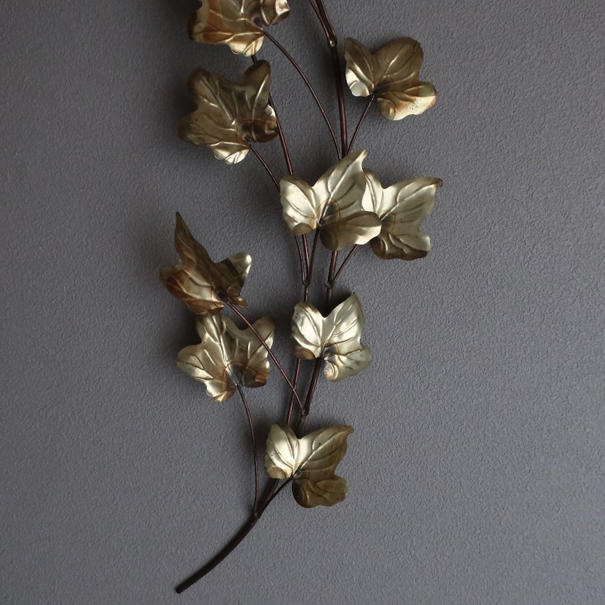 Vintage Mid Century Brass Leaves Wall Deco /ビンテージ 真鍮 リーフ モチーフ ウォール デコ(A959)