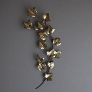 Vintage Mid Century Brass Leaves Wall Deco  (A959)