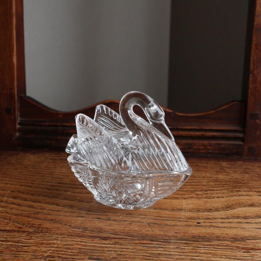 Vintage Glass Swan Tray Object Accessory Case/ビンテージ Vintage Glass Swan Tray Object Accessory Case/ビンテージ