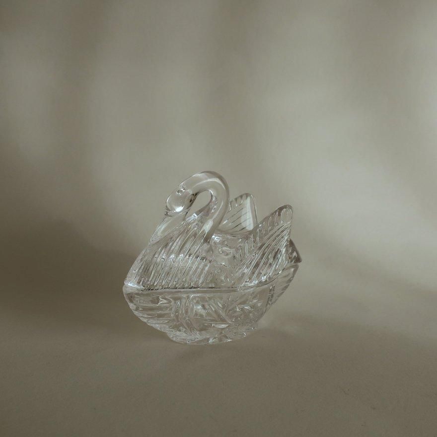 Vintage Glass Swan Tray Object Accessory Case/ビンテージ