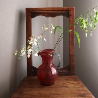 Vintage RedBlue glass flower vase(A996)
