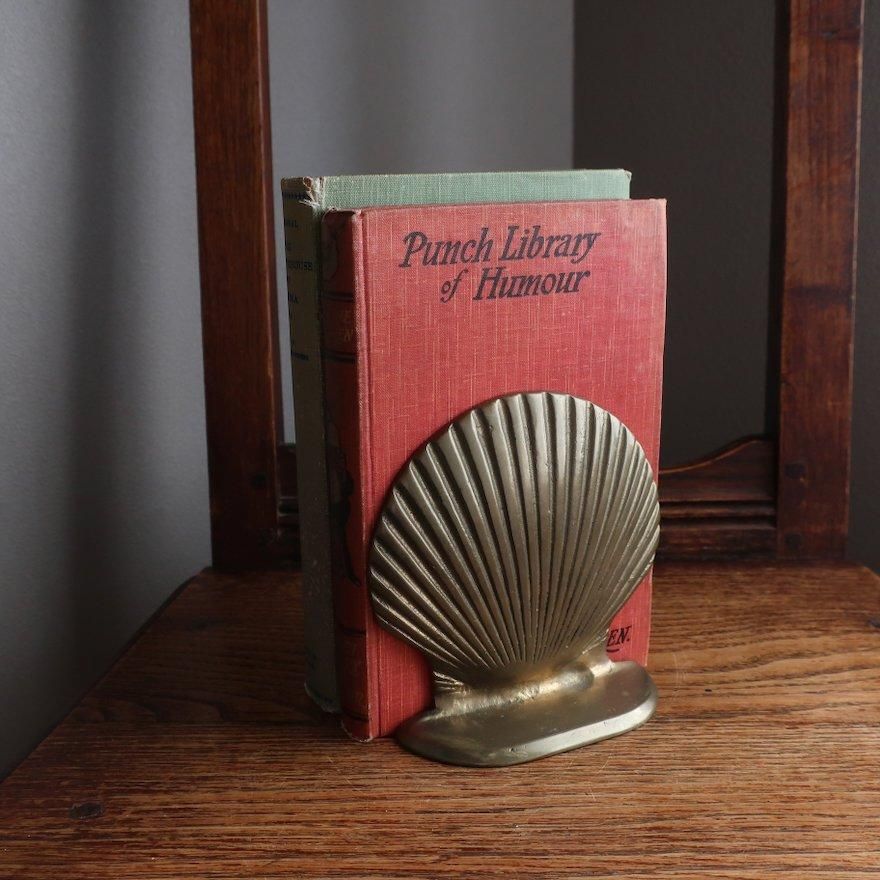 Vintage Brass Shell Bookends (B002)/ビンテージ 真鍮 貝殻モチーフ