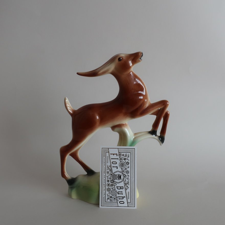 Vintage Ceramic 1940's Deer Figurine Object (B003)/ビンテージ 陶器製 鹿 オブジェ/置物/フィギュア