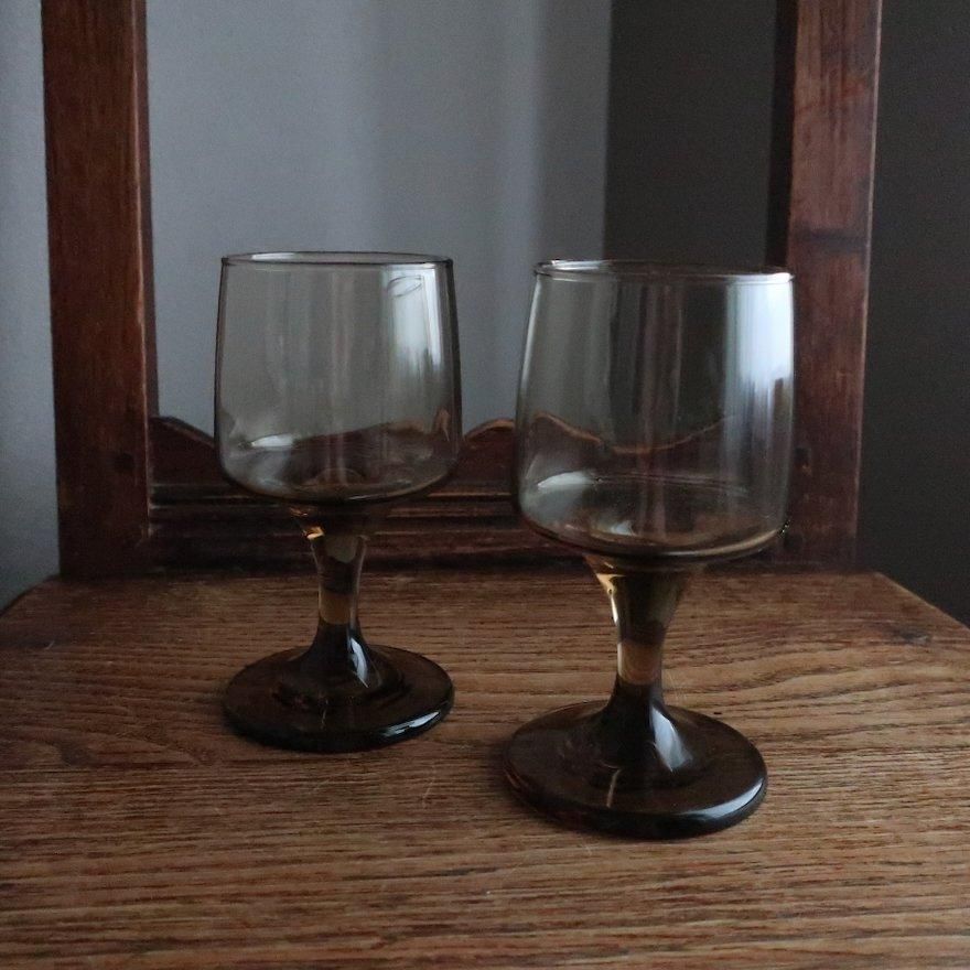 Vintage 60's Libbey smoke glass Wine Glass (B006)/ビンテージ