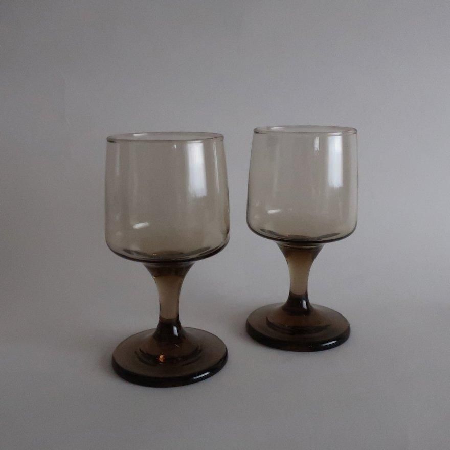 Vintage 60's Libbey smoke glass Wine Glass (B006)/ビンテージ